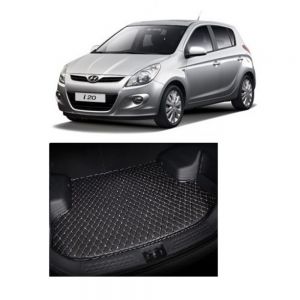 7D Car Trunk/Boot/Dicky PU Leatherette Mat for i20 Old  - Black